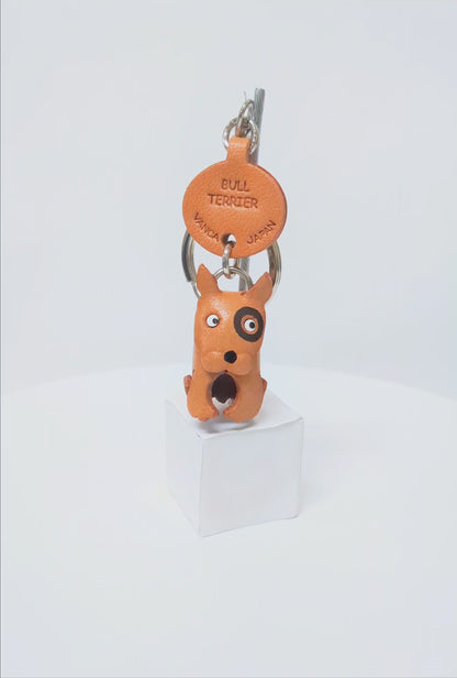Bull Terrier Leather Dog Keychain