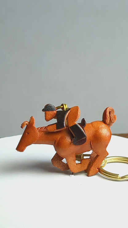Horse Rider Leather Keychain(L)