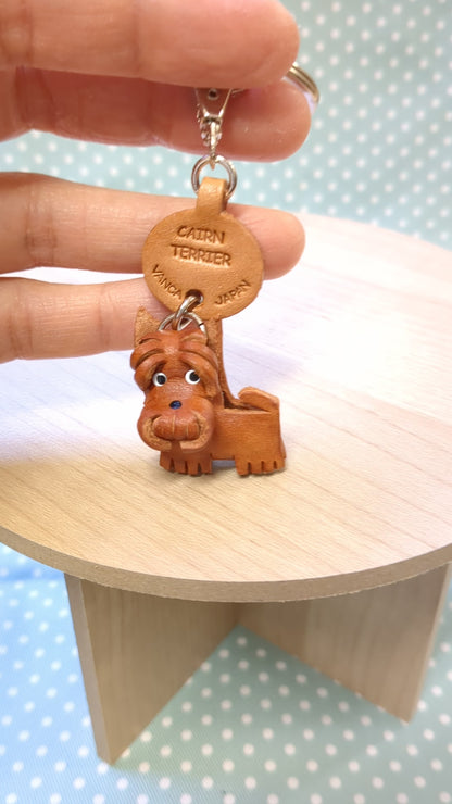 Cairn Terrier Leather Dog Keychain