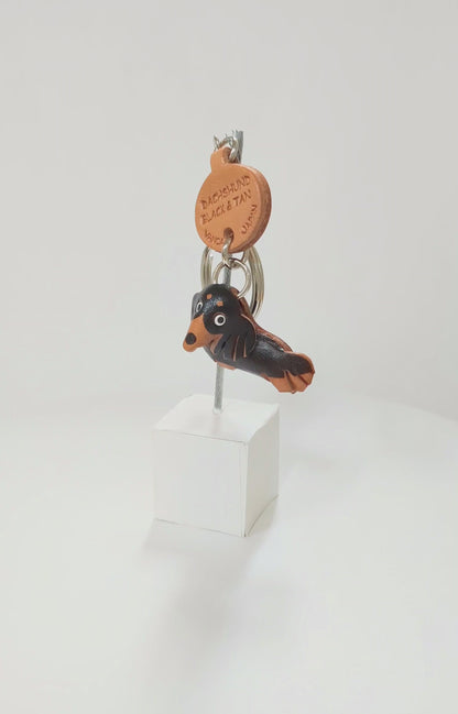 Dachshund Long B&T Leather Dog Keychain