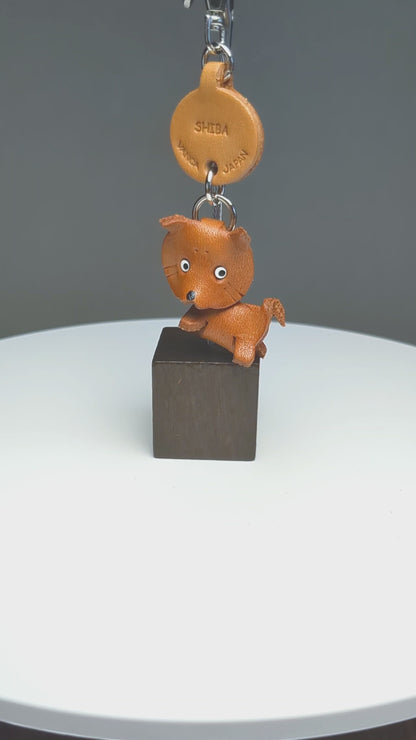 Shiba Dog Genuine Leather Dog Keychain - Handcrafted 3D, Unique Pet Keepsake, Bag Charm, Dog Lover Gift, Made in Japan