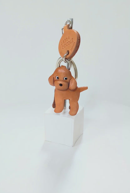 Labradoodle Leather Dog Keychain