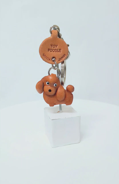 Toy Poodle Leather Dog Keychain
