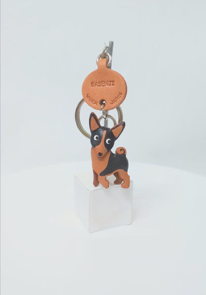 Basenji Leather Dog Keychain