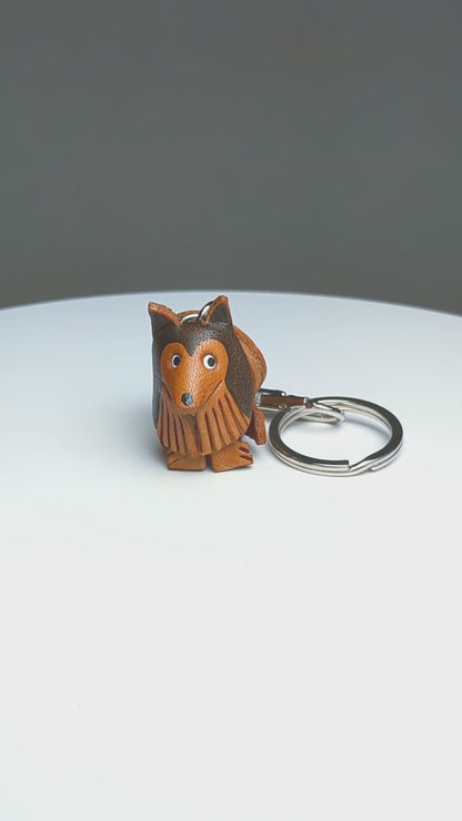 Shetland Sheepdog Leather Dog Keychain