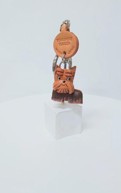 Yorkshire Terrier Leather Dog Keychain