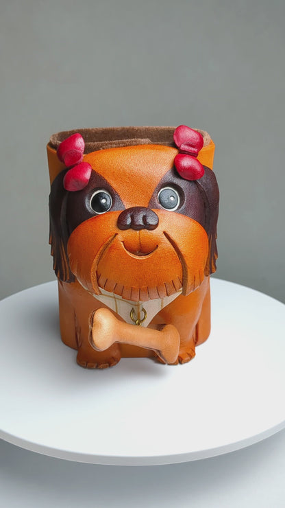 Shih Tzu Handmade Leather Eyeglasses Holder/Stand #26213