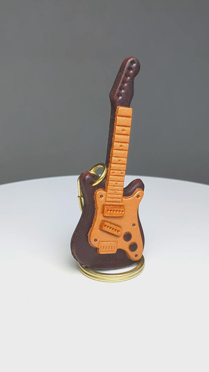 Electric Guitar Leather Keychain(L)