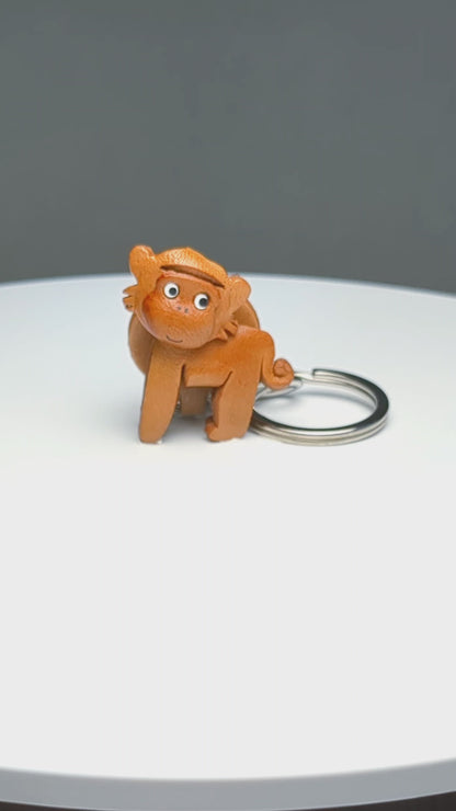 Monkey Japanese Leather Keychains Animal