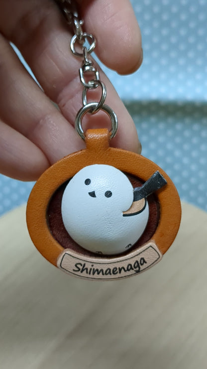 Long tailed tits Japanese Leather Plate Keychain