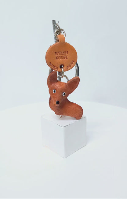 Welsh Corgi Leather Dog Keychain