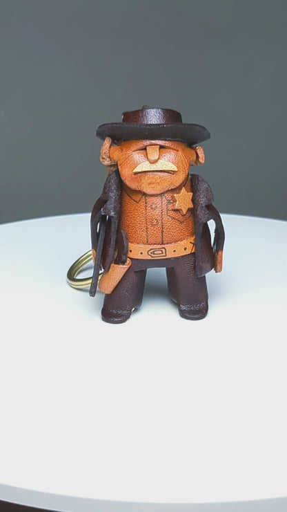 Sheriff Leather Keychain(L)