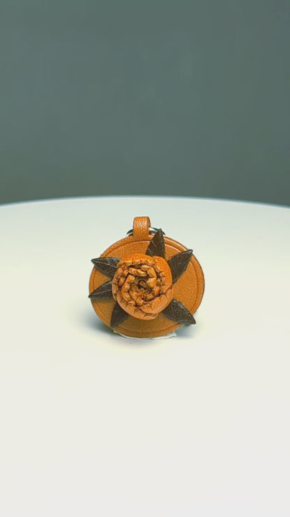 Peony Leather Flower Keychain