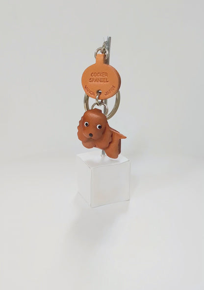Cocker Spaniel Leather Dog Keychain