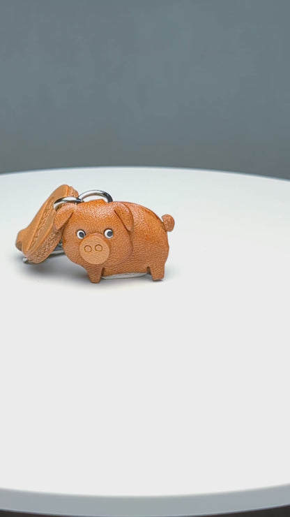 Pig Japanese Leather Keychains Animal