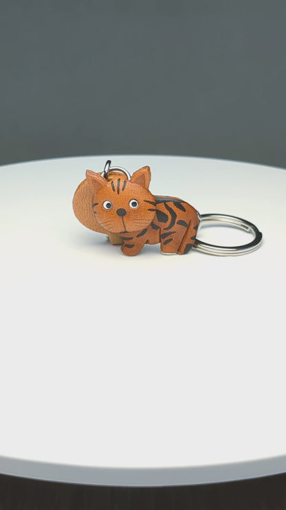 American Shorthair Leather Keychain Cat