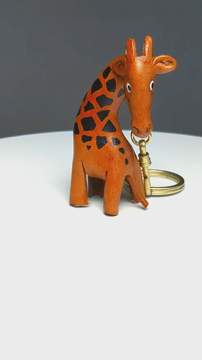 Giraffe Leather Keychain(L)