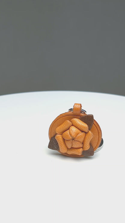Rose Leather Flower Keychain